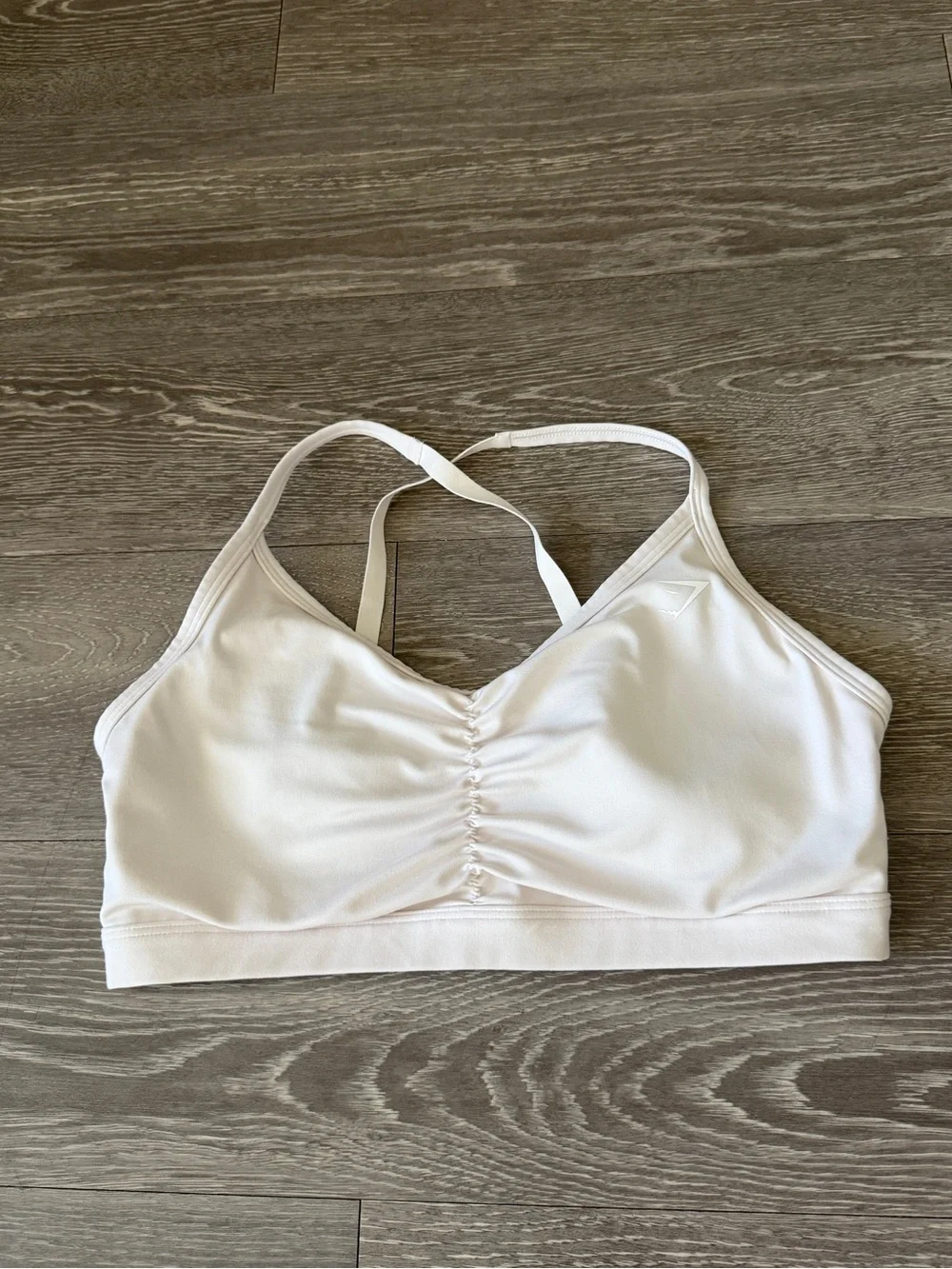 Gymshark White Ruched Front Sports Bra
